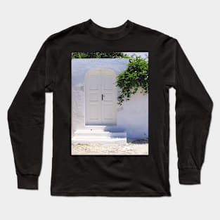 White Door on the Island of Santorini Long Sleeve T-Shirt